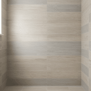 Refinished bathroom wall tiles with a smooth, clean finish in a contemporary bathroom for tile refinishing and bathtub repair services