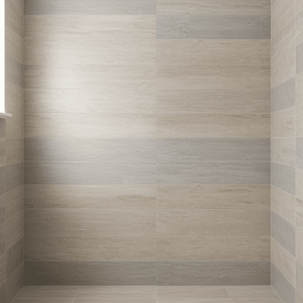 Refinished bathroom wall tiles with a smooth, clean finish in a contemporary bathroom for tile refinishing and bathtub repair services