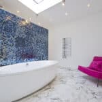 Large modern porcelain bathtub