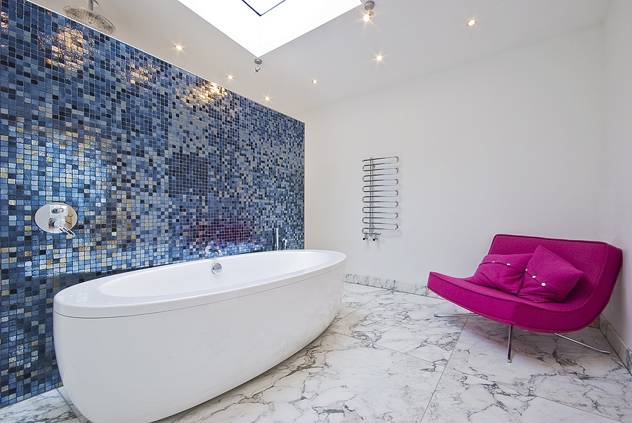 Large modern porcelain bathtub